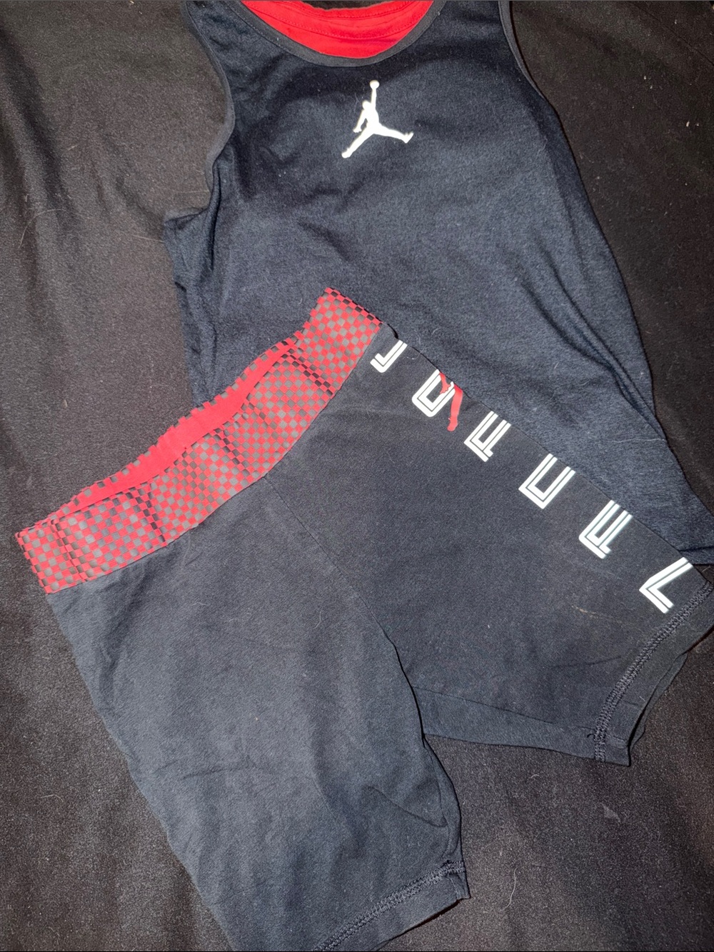 Jordan Black and Red girls Athletic shorts/tank/sportsbra attached